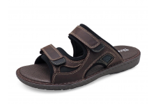 รองเท้าแตะ SKA-25 หนังนูบักออยล์ตาล-นูบักออยล์ดำ-ตาข่ายเทา